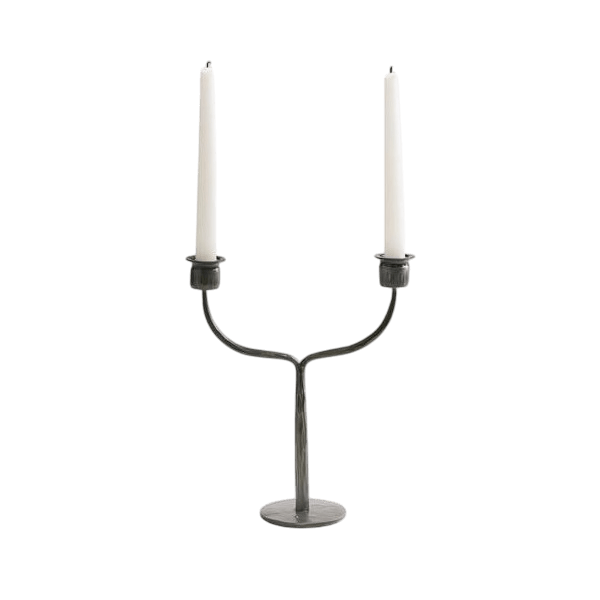 IRON BLACK 2 STICKS CANDLEBRA HOLDER